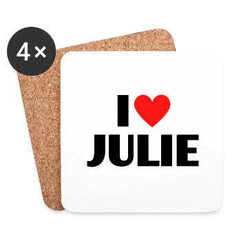 I love Julie Rotes Herz Liebe Fan Geschenk - Untersetzer (4er-Set) - Weiß - Vorne