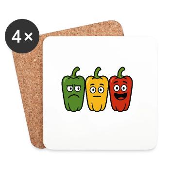 Stimmungsvolle Paprika - Untersetzer (4er-Set) - Weiß - Vorne