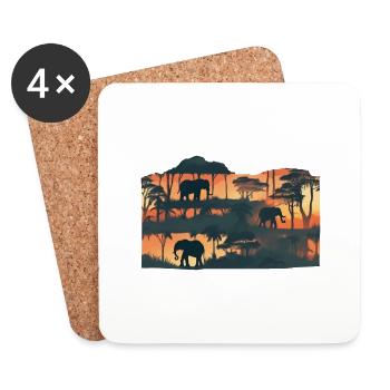 Elephants on tour - Untersetzer (4er-Set) - Weiß - Vorne