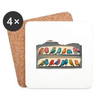 Some Birds in a fridge - Untersetzer (4er-Set) - Weiß - Vorne