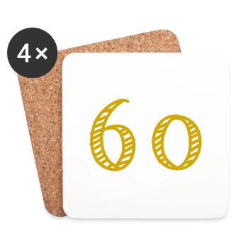 60. 60 ANS. 60e ANNIVERSAIRE. ANNIVERSAIRE 60 ANS. - Dessous de verre (lot de 4) - blanc - Devant