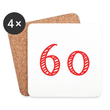 60. 60 ANS. 60e ANNIVERSAIRE. ANNIVERSAIRE 60 ANS. - Dessous de verre (lot de 4) - blanc - Devant