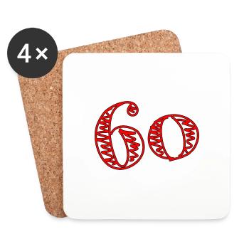 60. 60 ANS. 60e ANNIVERSAIRE. ANNIVERSAIRE 60 ANS. - Dessous de verre (lot de 4) - blanc - Devant