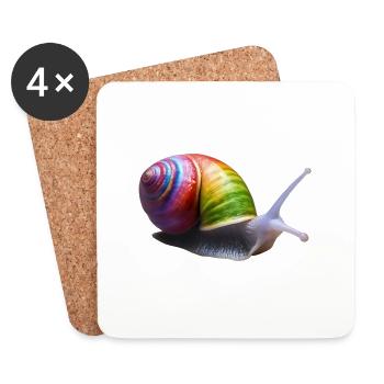 Bunte Schnecke 2 - Untersetzer (4er-Set) - Weiß - Vorne