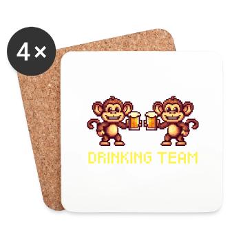 Monkey Drinking Team Beer Party - Coasters (set of 4) - white - Front