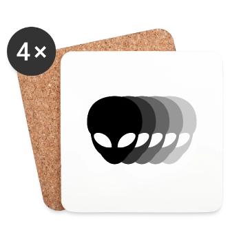 Nuances de petits extraterrestres gris, du noir au blanc - Dessous de verre (lot de 4) - blanc - Devant