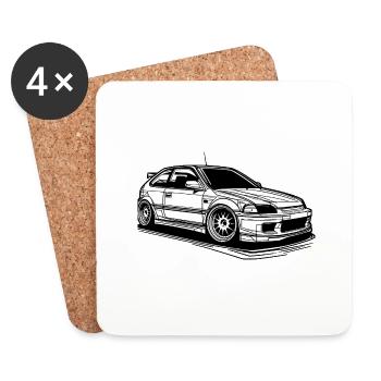 we love EG6 hatchback - Untersetzer (4er-Set) - Weiß - Vorne