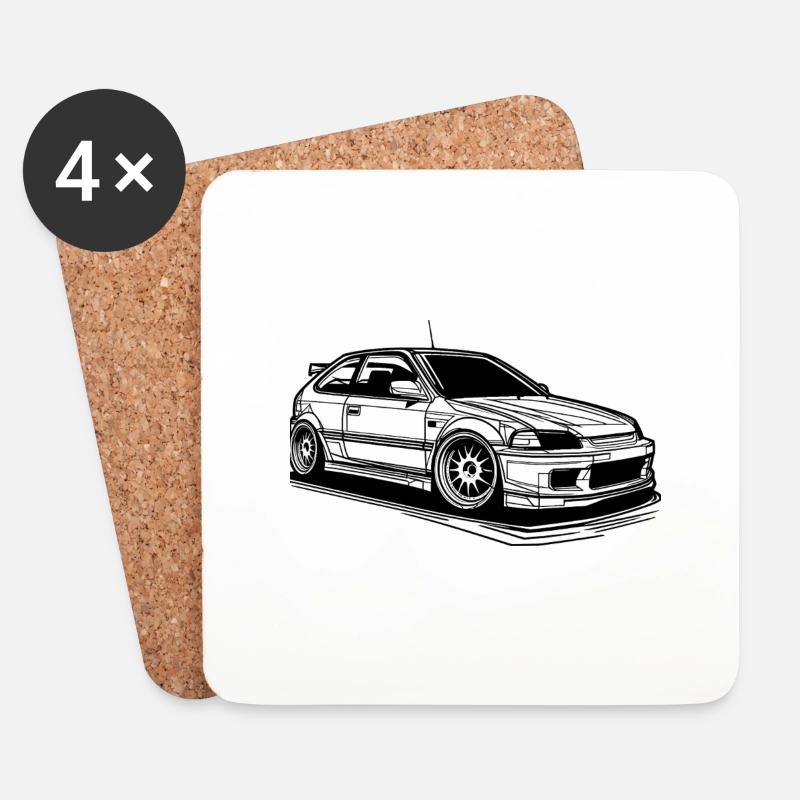 we love EG6 hatchback - Untersetzer (4er-Set) - Weiß