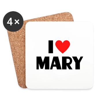 J’aime Mary Red Heart Love Fan Gift - Dessous de verre (lot de 4) - blanc - Devant