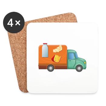 Lieferdienst Milch Wagen - Untersetzer (4er-Set) - Weiß - Vorne