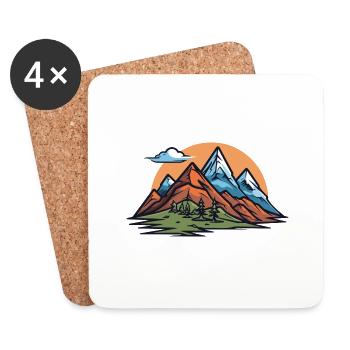 Montagnes, Symbole, Nature, Paysage - Dessous de verre (lot de 4) - blanc - Devant