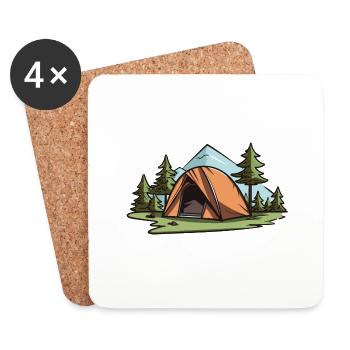 Tente de camping Camper - Dessous de verre (lot de 4) - blanc - Devant