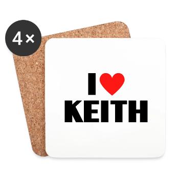 I love Keith Rotes Herz Liebe Fan Geschenk - Untersetzer (4er-Set) - Weiß - Vorne
