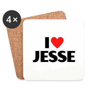 I love Jesse Rotes Herz Liebe Fan Geschenk - Untersetzer (4er-Set) - Weiß - Vorne