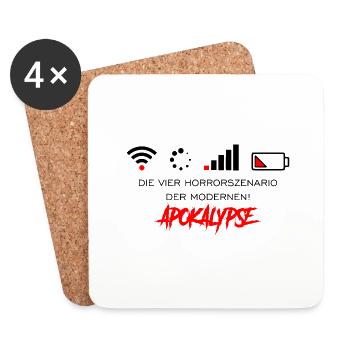 Apokalypse - WLAN - Internet - Akku aus - Untersetzer (4er-Set) - Weiß - Vorne