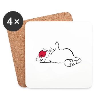 Chat nope pas de majeur noël non noël - Dessous de verre (lot de 4) - blanc - Devant
