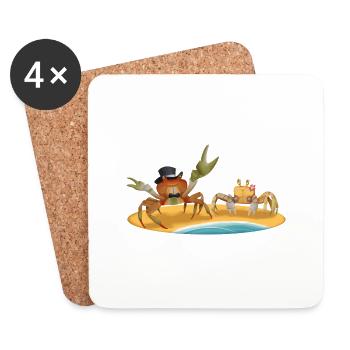 Crab with Girlfriend - Engagement Gift - Coasters (set of 4) - white - Front