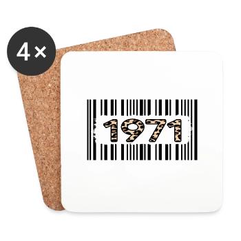 1971 birthday 51 years anniversary barcode leopard - Coasters (set of 4) - white - Front