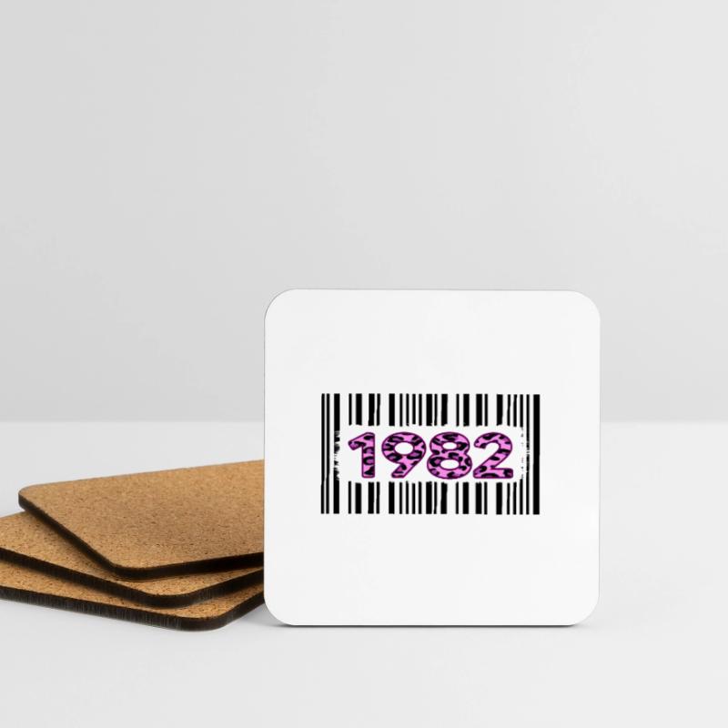 1982 geburtstag jubiläum barcode rosa leopard Untersetzer (4er-Set)