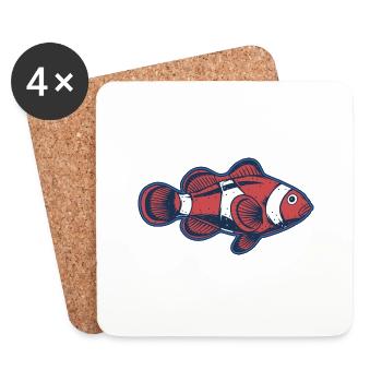 Clownfisch - Untersetzer (4er-Set) - Weiß - Vorne