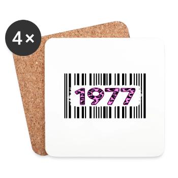 1977 Birthday unique pink leopard barcode - Coasters (set of 4) - white - Front