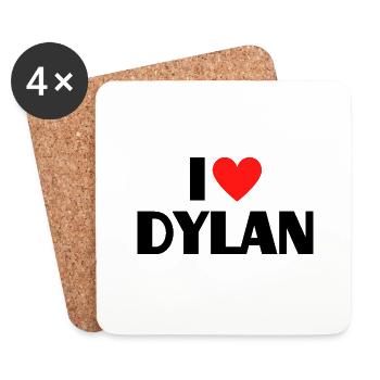 Ich liebe Dylan Herz Grafik Namen Geschenk - Untersetzer (4er-Set) - Weiß - Vorne