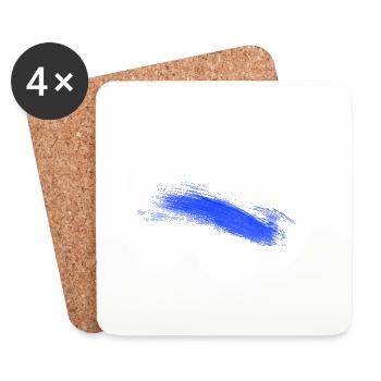 Blauer Tintenstreifen Aquarell - Untersetzer (4er-Set) - Weiß - Vorne