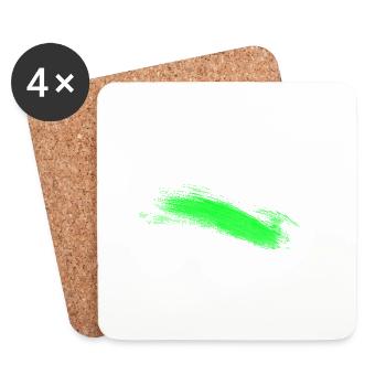 Green Brush Stroke Abstract - Coasters (set of 4) - white - Front