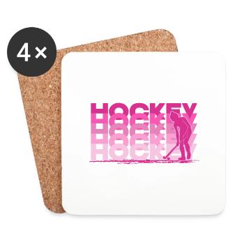 HockeyGirl Feldhockey Hockey Damenhockey - Untersetzer (4er-Set) - Weiß - Vorne