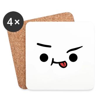 Kawaii Face: Cute Eyes & Smile Design - Coasters (set of 4) - white - Front
