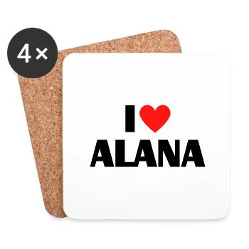 J’aime Alana Coeur Graphique Nom Cadeau - Dessous de verre (lot de 4) - blanc - Devant