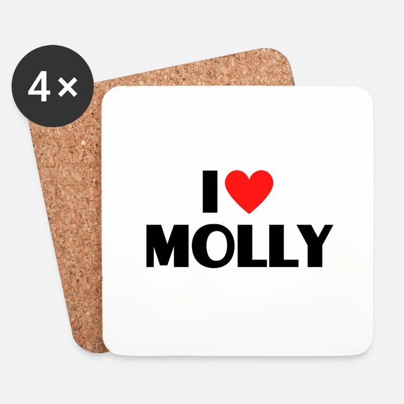 Ich liebe Molly Herz Grafik Namen Geschenk - Untersetzer (4er-Set) - Weiß