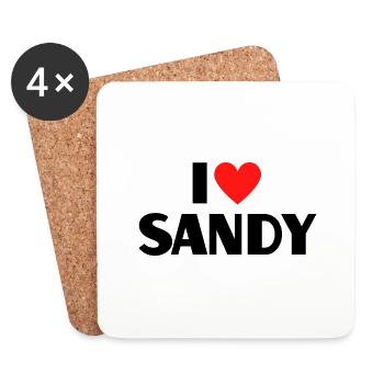 J’aime Sandy Red Heart Love Love Fan Gift - Dessous de verre (lot de 4) - blanc - Devant