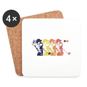 Golf Course Golfers Sequence - Coasters (set of 4) - white - Front