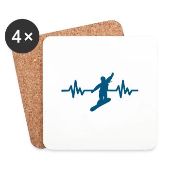 Heartbeat Snowboard - Sports d’hiver Piste de neige - Dessous de verre (lot de 4) - blanc - Devant