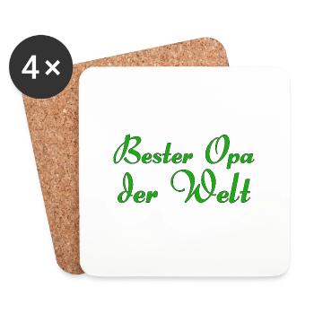 Bester Opa der Welt - Untersetzer (4er-Set) - Weiß - Vorne