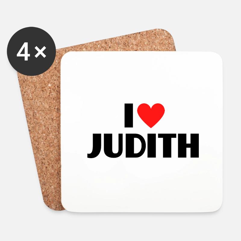I love Judith Rotes Herz Liebe Fan Geschenk - Untersetzer (4er-Set) - Weiß