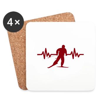 Heartbeat Skiing Ski freestyle - Coasters (set of 4) - white - Front