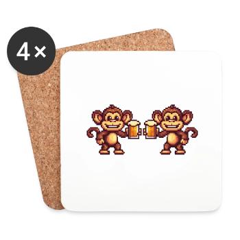 Fête de la bière de l’équipe des singes - Dessous de verre (lot de 4) - blanc - Devant