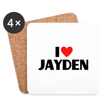 Ich liebe Jayden Herz Grafik Namen Geschenk - Untersetzer (4er-Set) - Weiß - Vorne