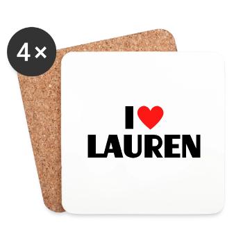 I Love Lauren Red Heart Love Fan Gift - Dessous de verre (lot de 4) - blanc - Devant