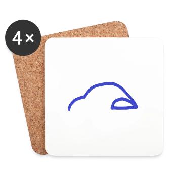 silhouette auto bleue - Dessous de verre (lot de 4) - blanc - Devant