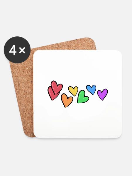 LGBT regenbogen love pride - Untersetzer (4er-Set) - Weiß