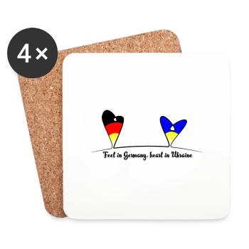 Feet in Germany, heart in Ukraine - Untersetzer (4er-Set) - Weiß - Vorne