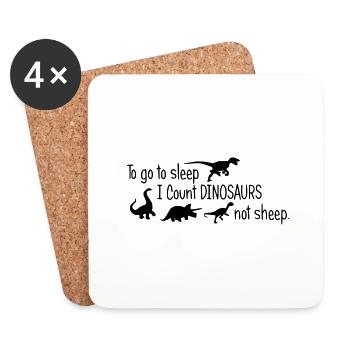 Pour dormir, je compte les dinosaures, pas les moutons - Dessous de verre (lot de 4) - blanc - Devant