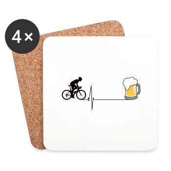 Bicycle Heartbeat Bière - Dessous de verre (lot de 4) - blanc - Devant