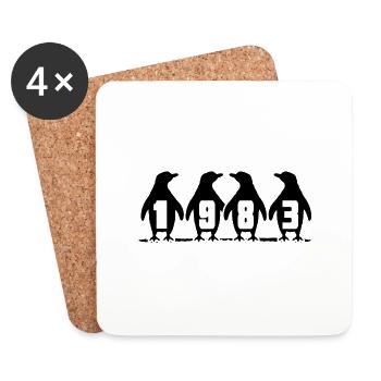 1983 Birthday Penguin Party Winter Swimmers - Coasters (set of 4) - white - Front
