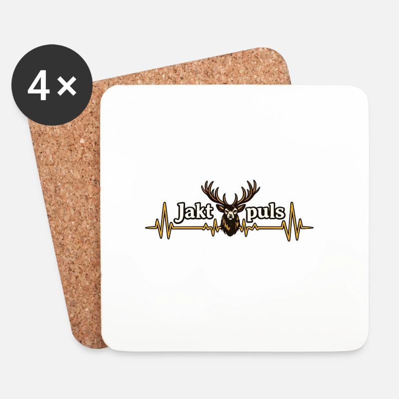 Jagdpuls Herz - Untersetzer (4er-Set) - Weiß