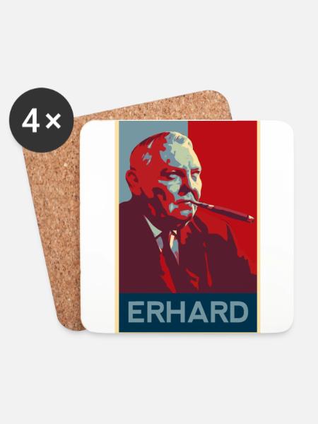 Ludwig Erhard Poster - Untersetzer (4er-Set) - Weiß