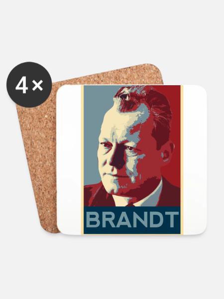 Willy Brandt Shirt - Untersetzer (4er-Set) - Weiß